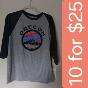 Destinations Oregon Raglan Graphic Tee - Grey & Black